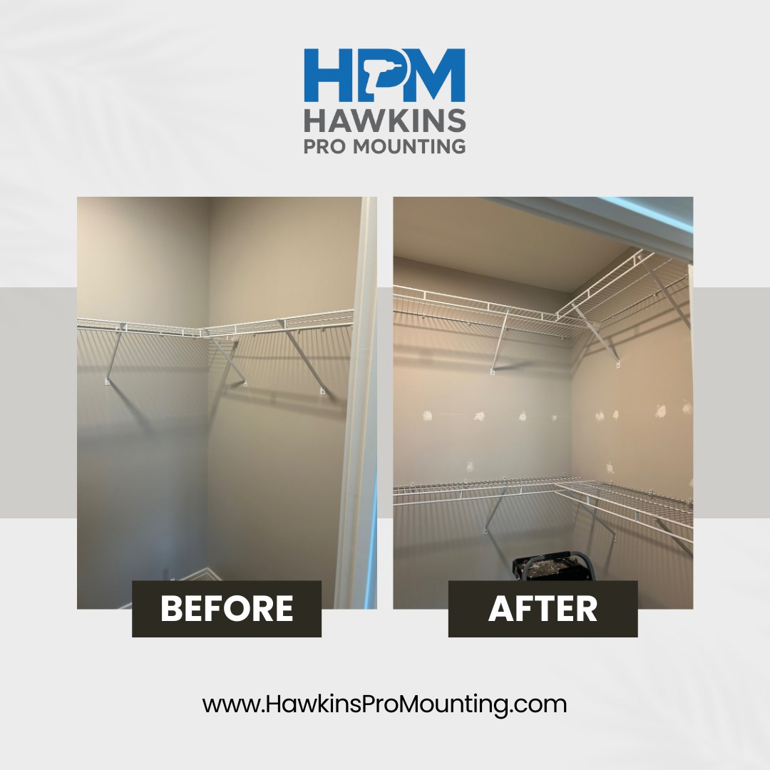 Closet shelf installation by Hawkins Pro Mounting