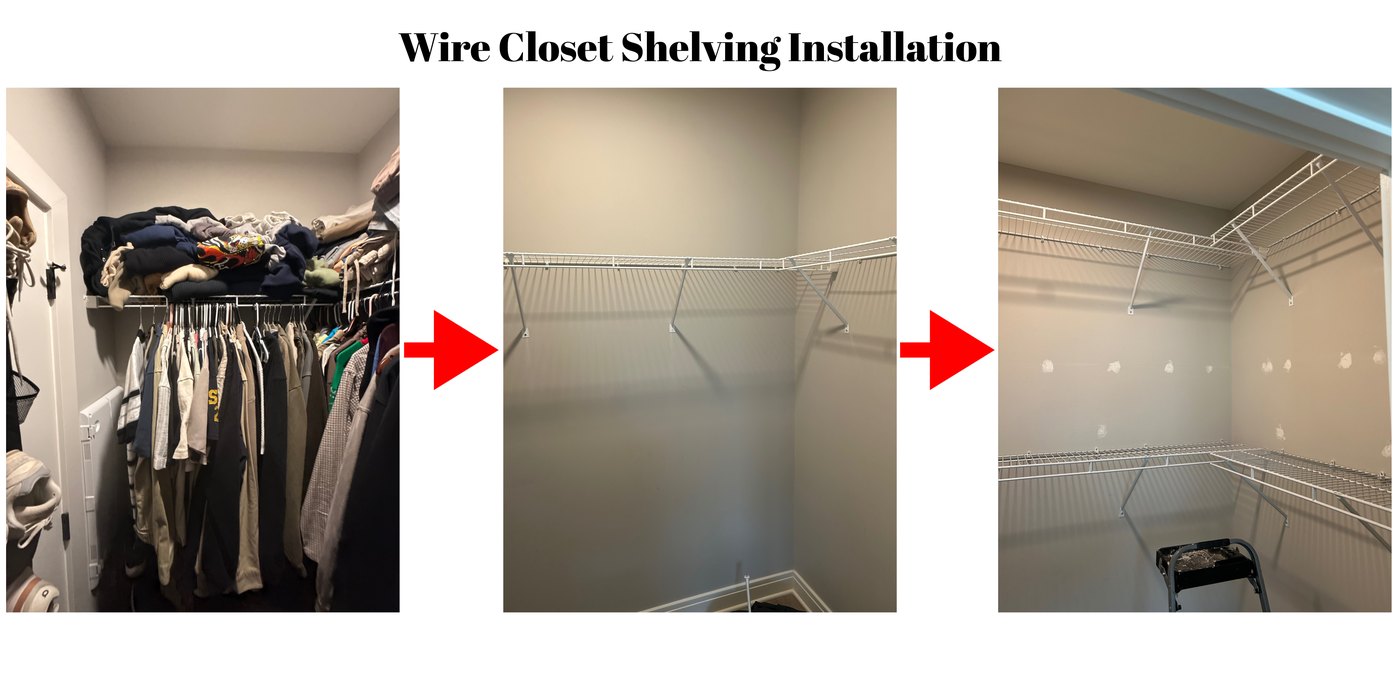 Wire closet shelving installation work